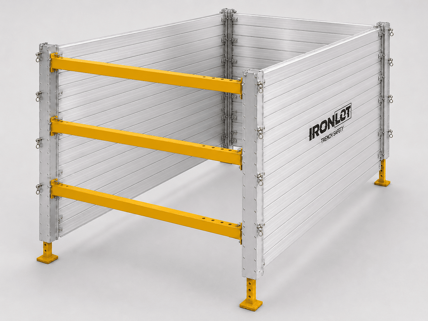 Three sided 10' tall aluminum trench box