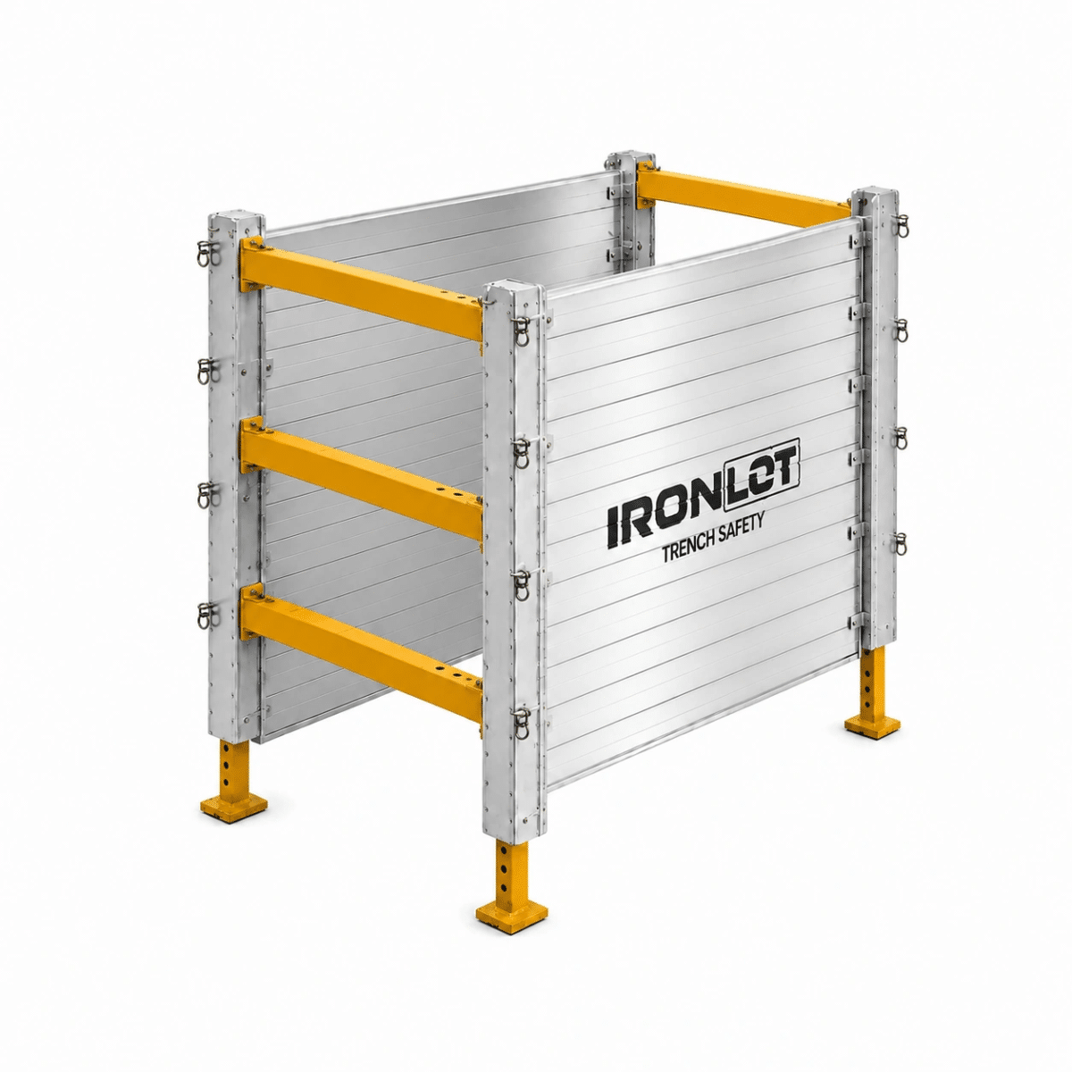 10x5 Modular Aluminum Trench Box - Iron Lot Trench Safety, aluminum trench box with adjustable spreaders and leg kit