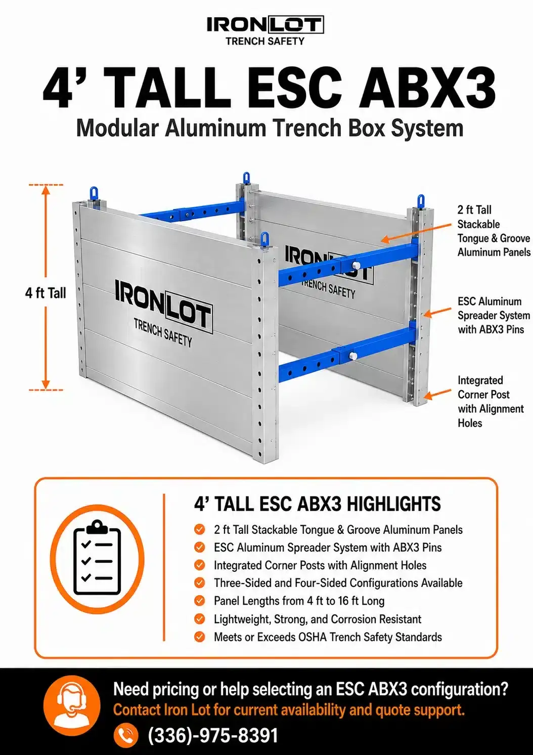 4ft Tall ABX3 Highlights - Iron Lot Trench Safety