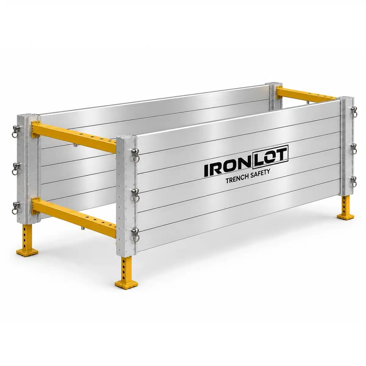 4x10 Modular Aluminum Trench Box - Iron Lot Trench Safety, aluminum trench box with adjustable spreaders and leg kit