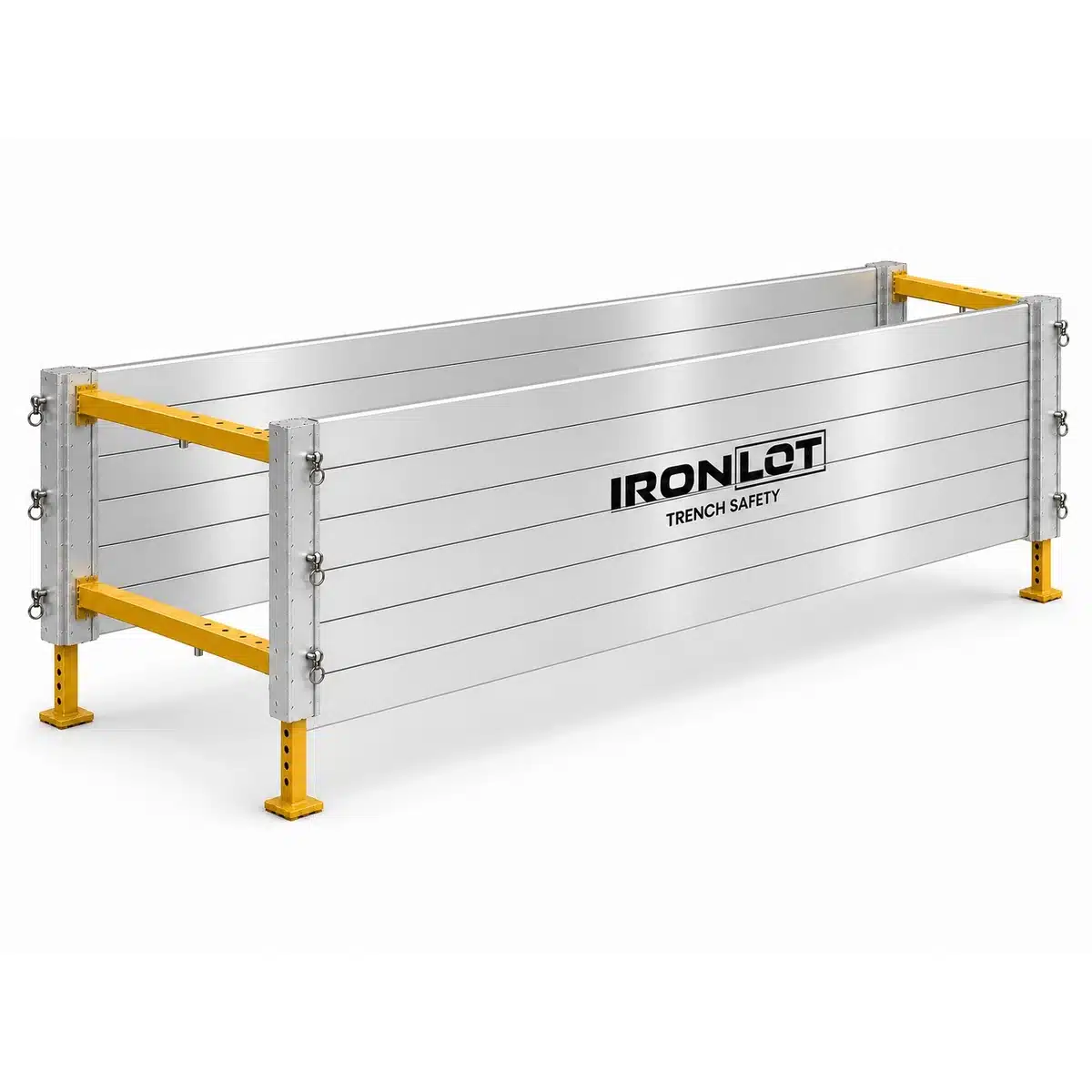 4x12 Modular Aluminum Trench Box - Iron Lot Trench Safety, aluminum trench box with adjustable spreaders and leg kit