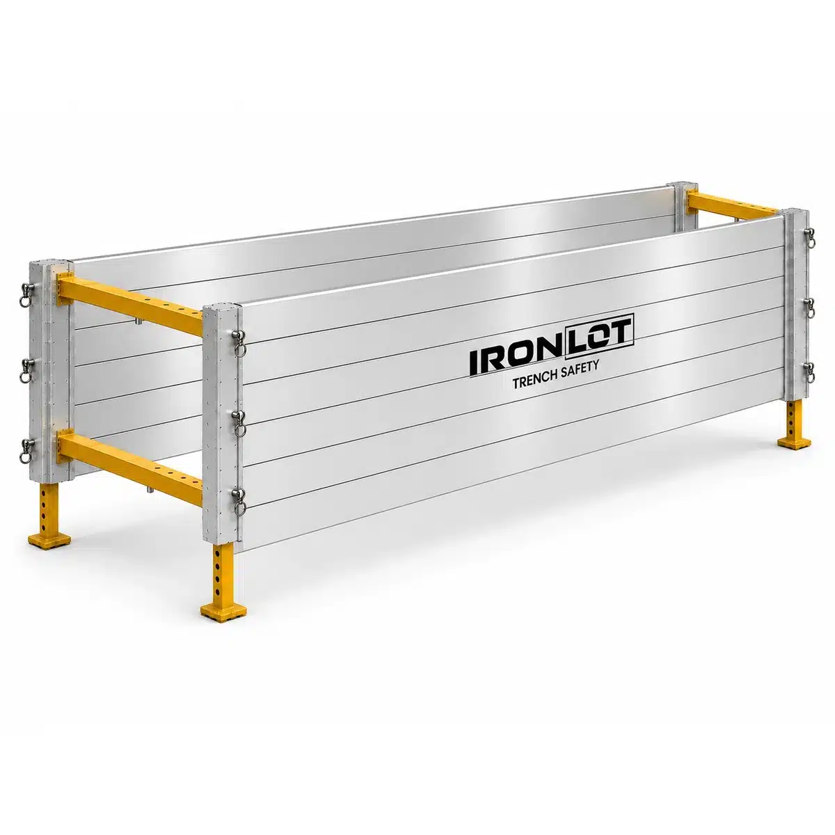 4x14 Modular Aluminum Trench Box - Iron Lot Trench Safety, aluminum trench box with adjustable spreaders and leg kit
