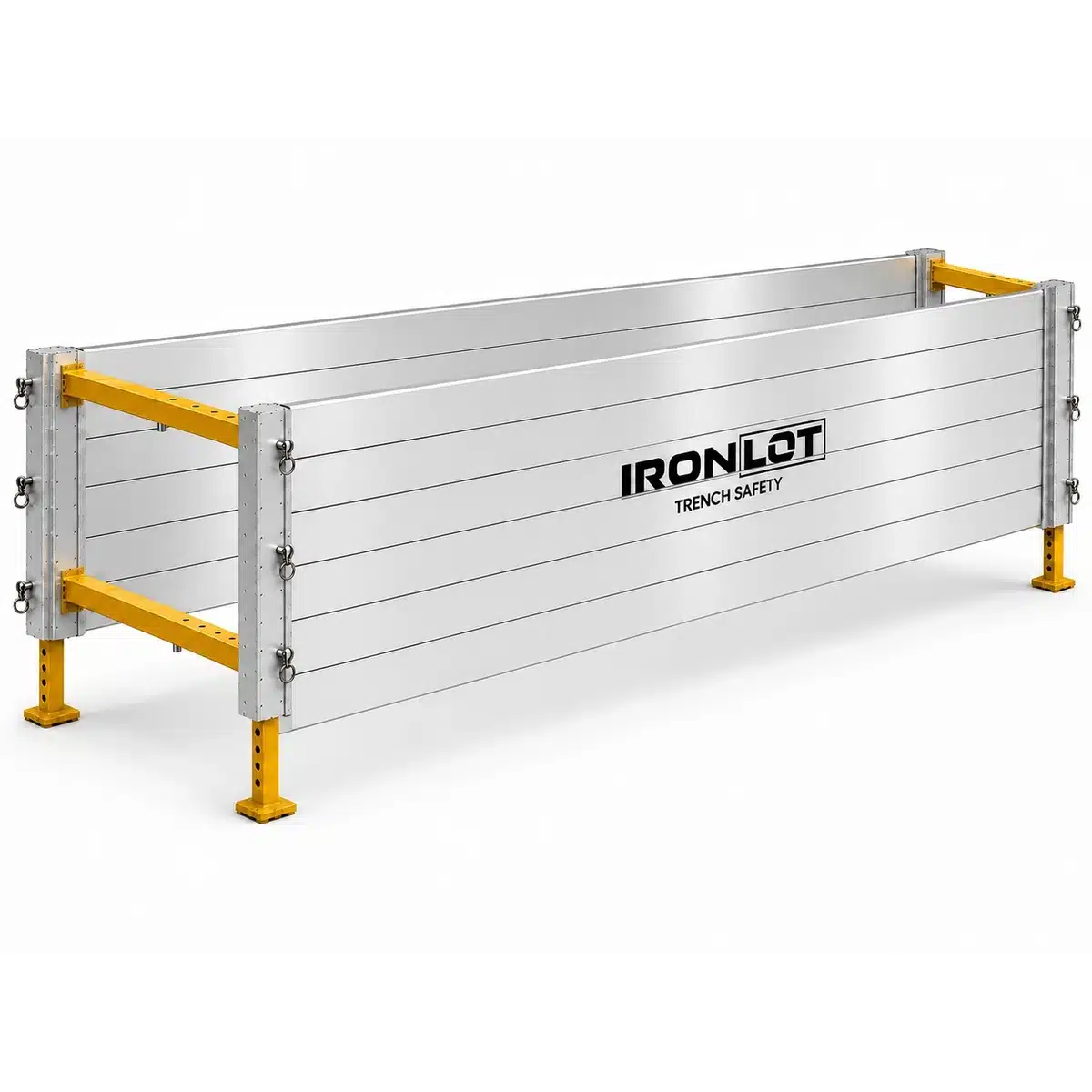 4x16 Modular Aluminum Trench Box - Iron Lot Trench Safety, aluminum trench box with adjustable spreaders and leg kit