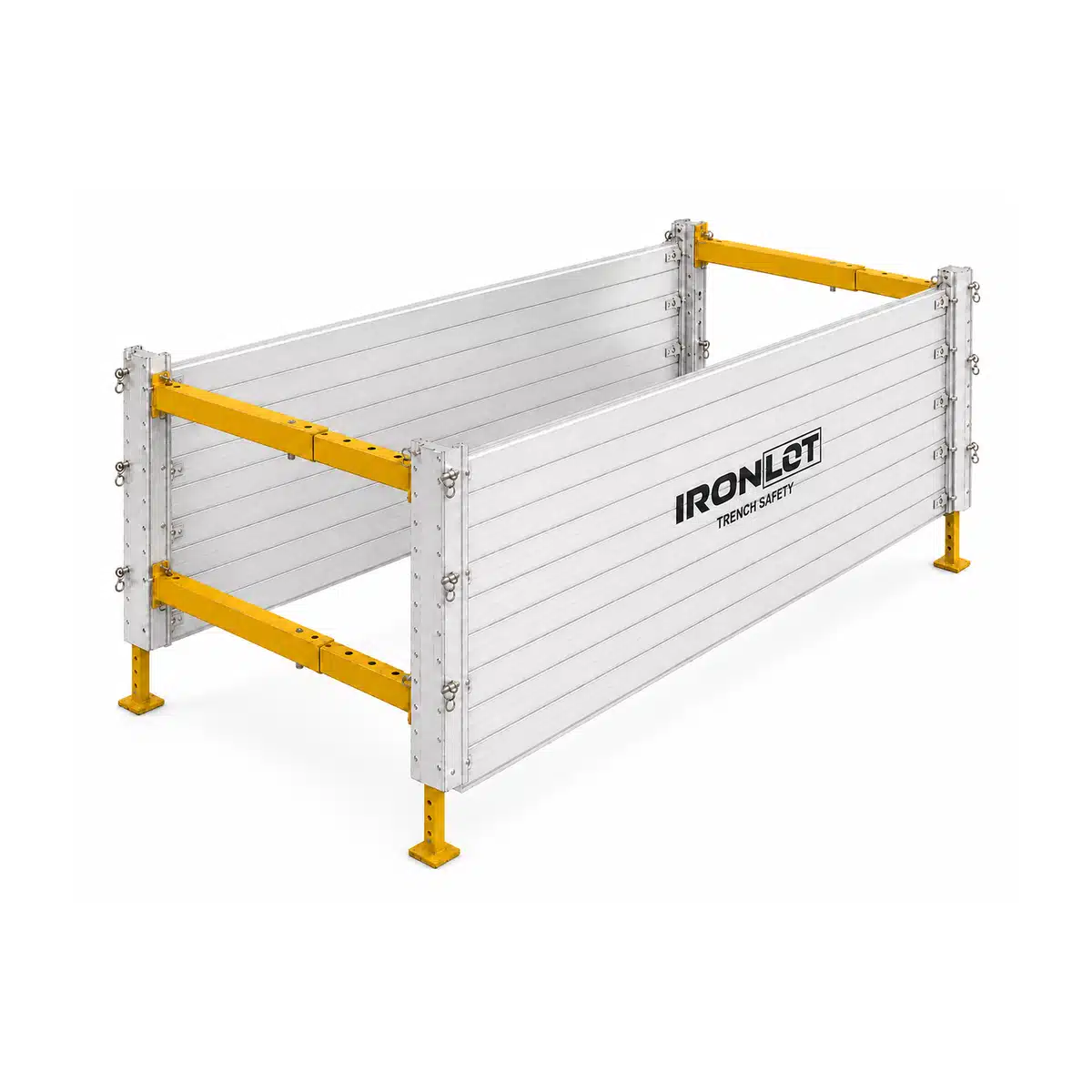 6x12 Modular Aluminum Trench Box - Iron Lot Trench Safety, aluminum trench box with adjustable spreaders and leg kit