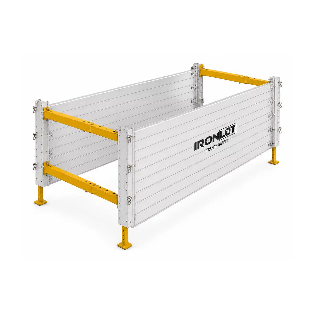 6x14 Modular Aluminum Trench Box - Iron Lot Trench Safety, aluminum trench box with adjustable spreaders and leg kit