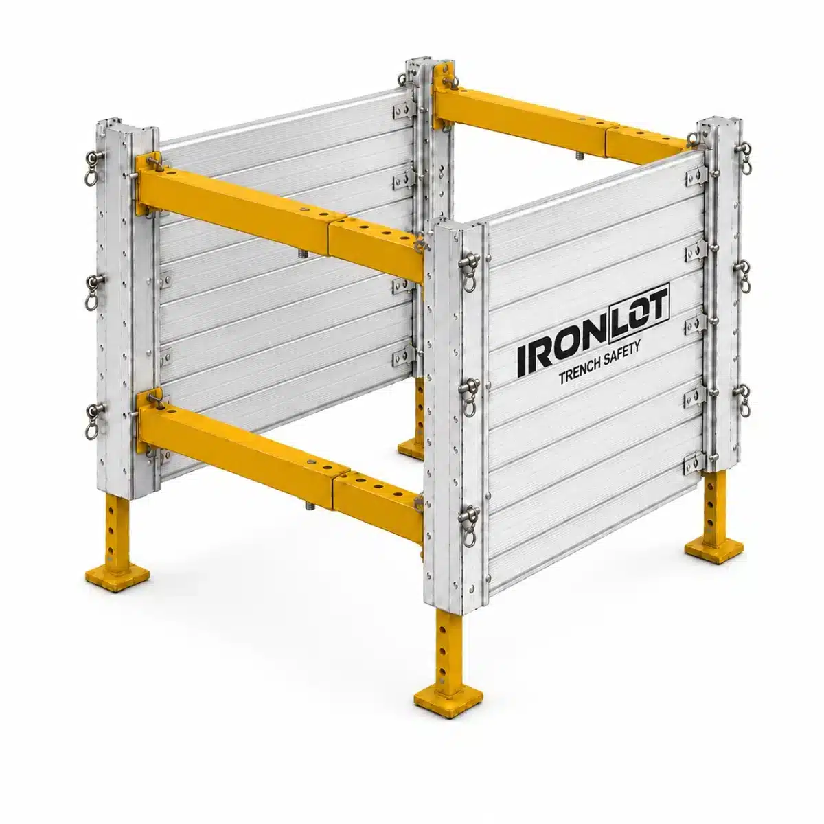 6x4 Modular Aluminum Trench Box - Iron Lot Trench Safety, aluminum trench box with adjustable spreaders and leg kit
