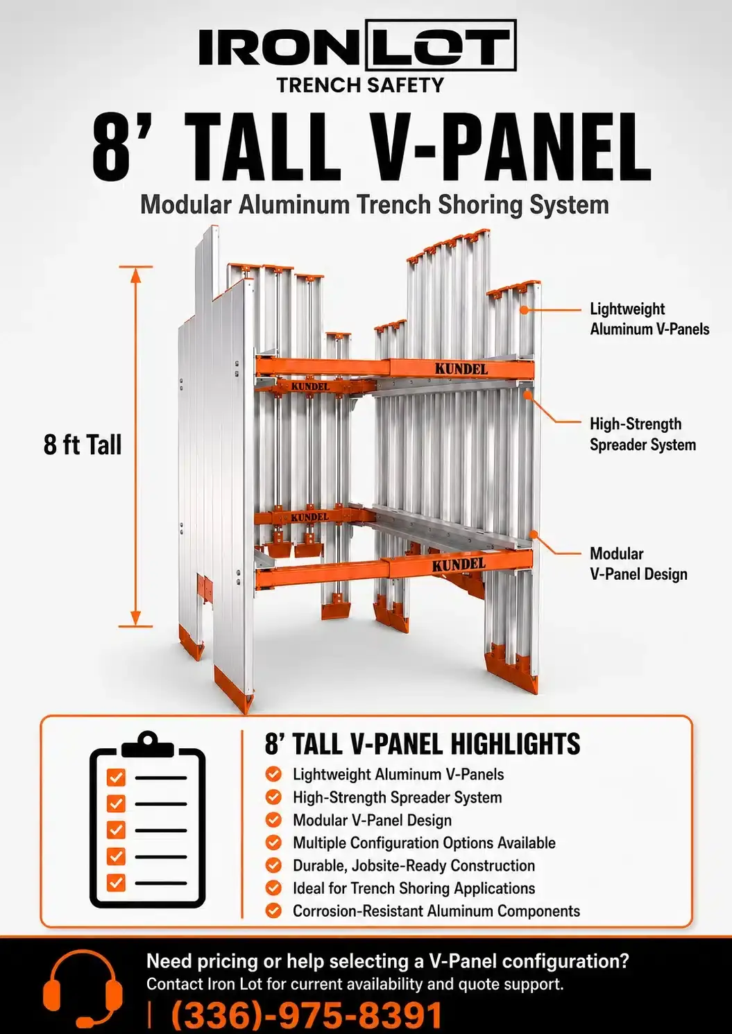 8ft Tall V-Panel Highlights - Iron Lot Trench Safety