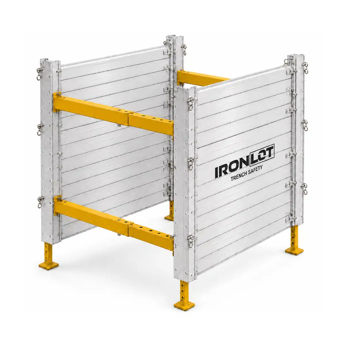 8x5 Modular Aluminum Trench Box - Iron Lot Trench Safety, aluminum trench box with adjustable spreaders and leg kit